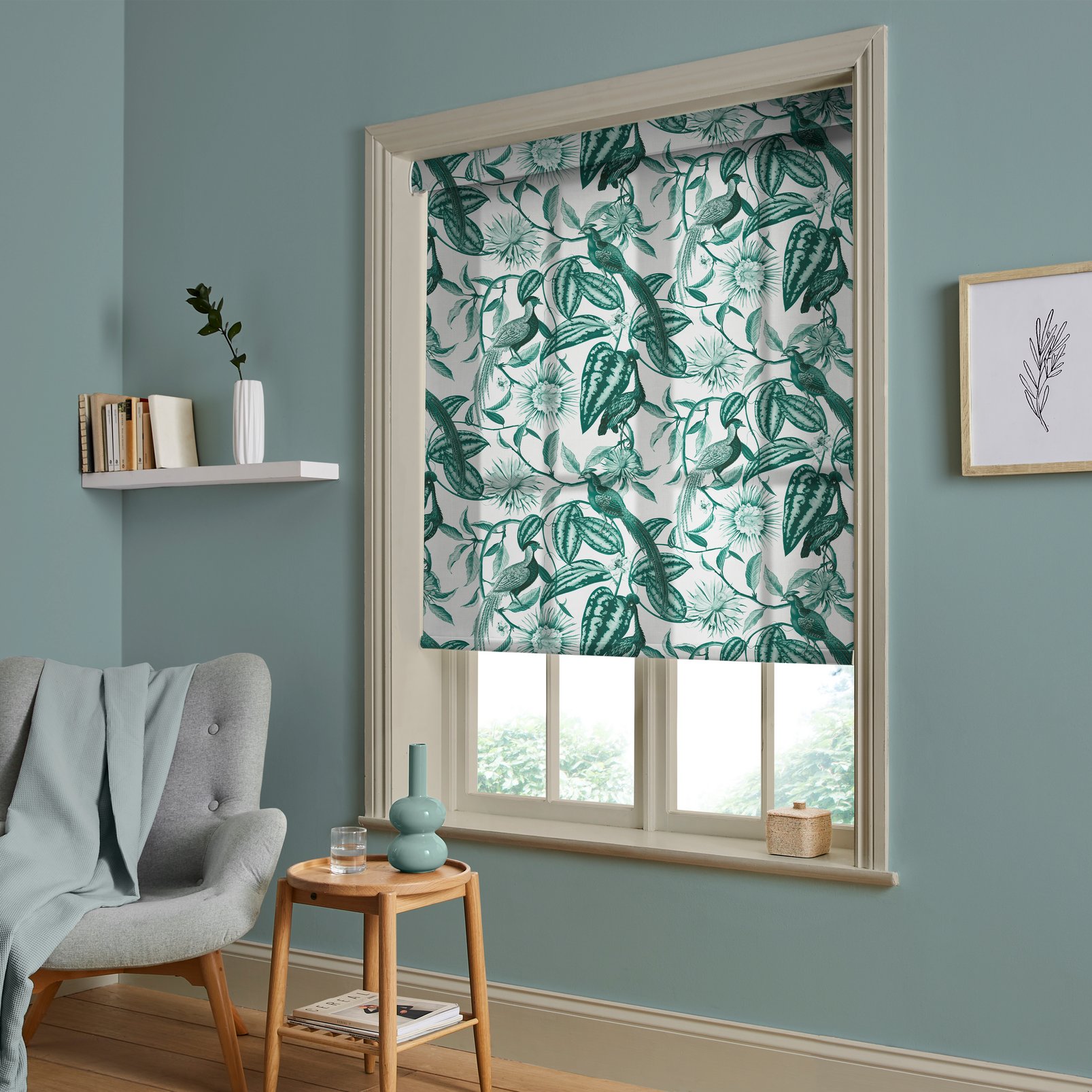 Amherst's Garden Teal Sage Roller Blind - 120847rol_ROOMSET_02.jpg