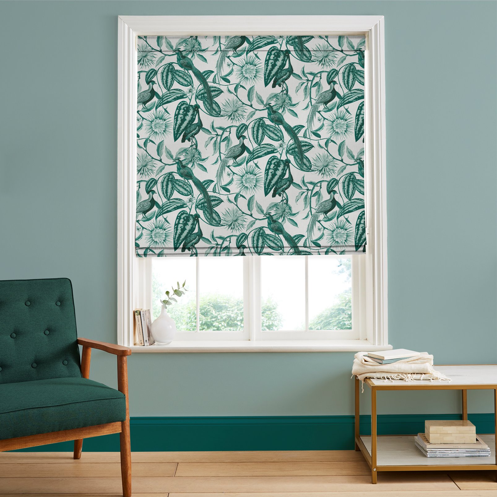 Amherst's Garden Teal Sage Roman Blind - 120759rom_ROOMSET_01.jpg