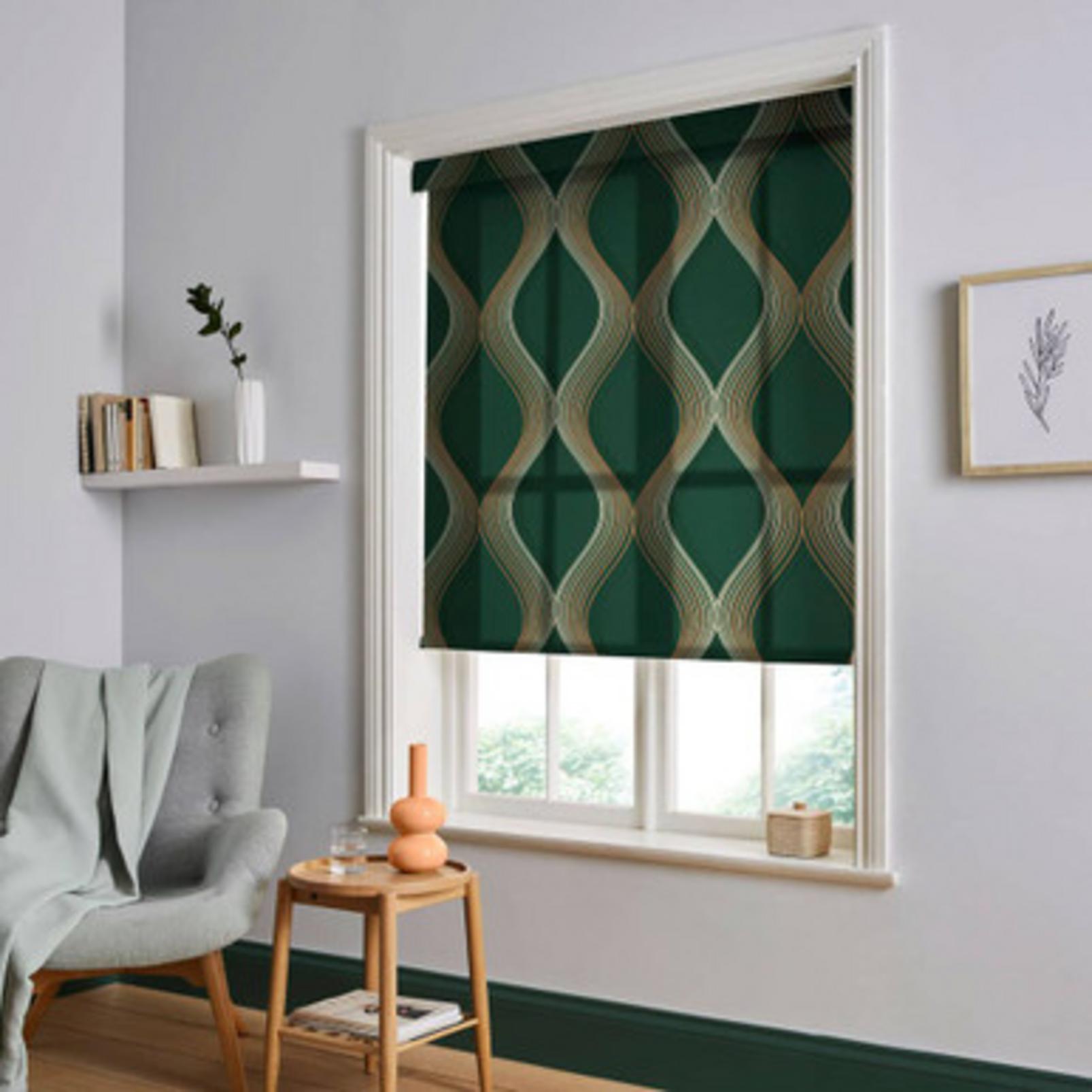 Euphoria Emerald Roller Blind in a Roomset