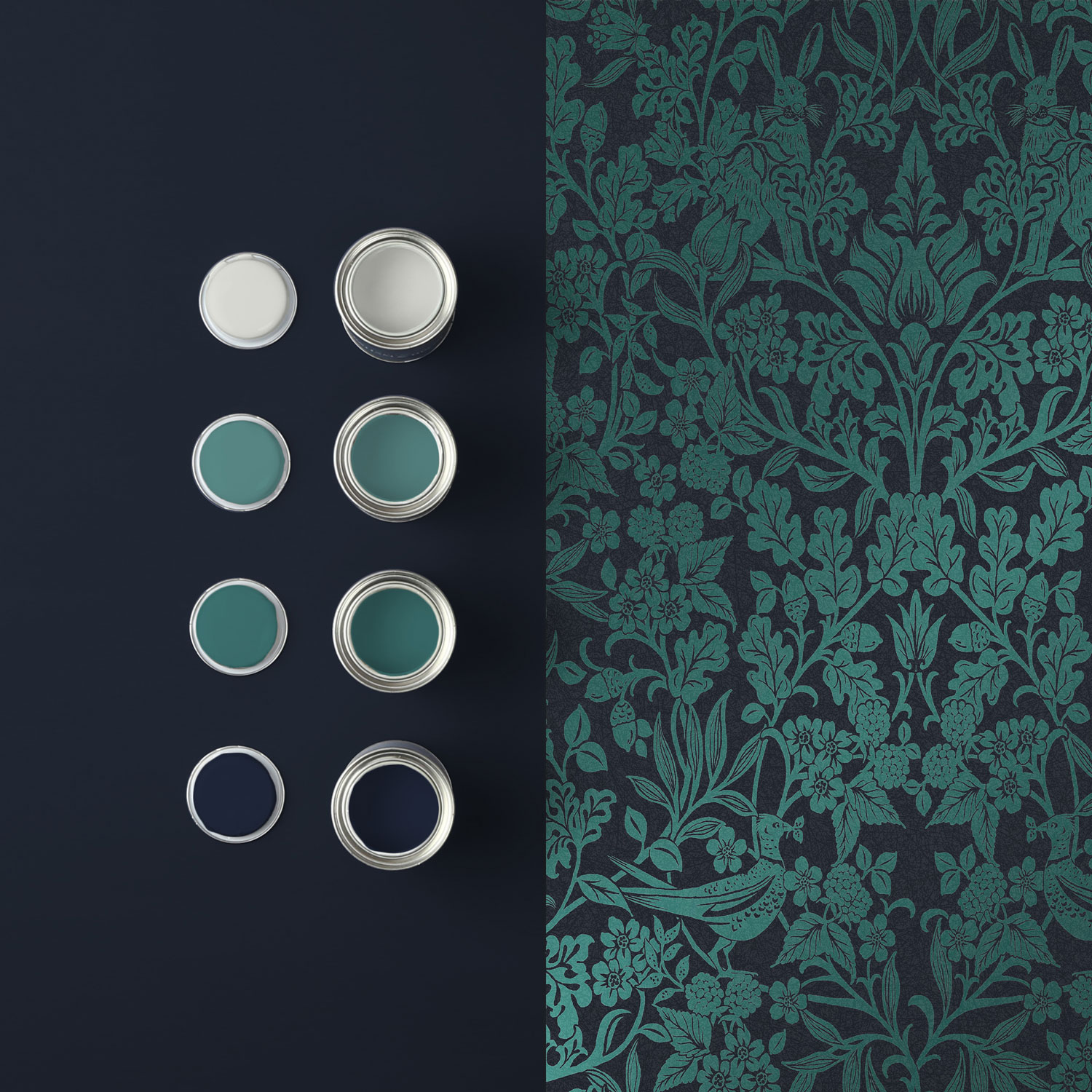 Hartley Damask Teal Wallpaper