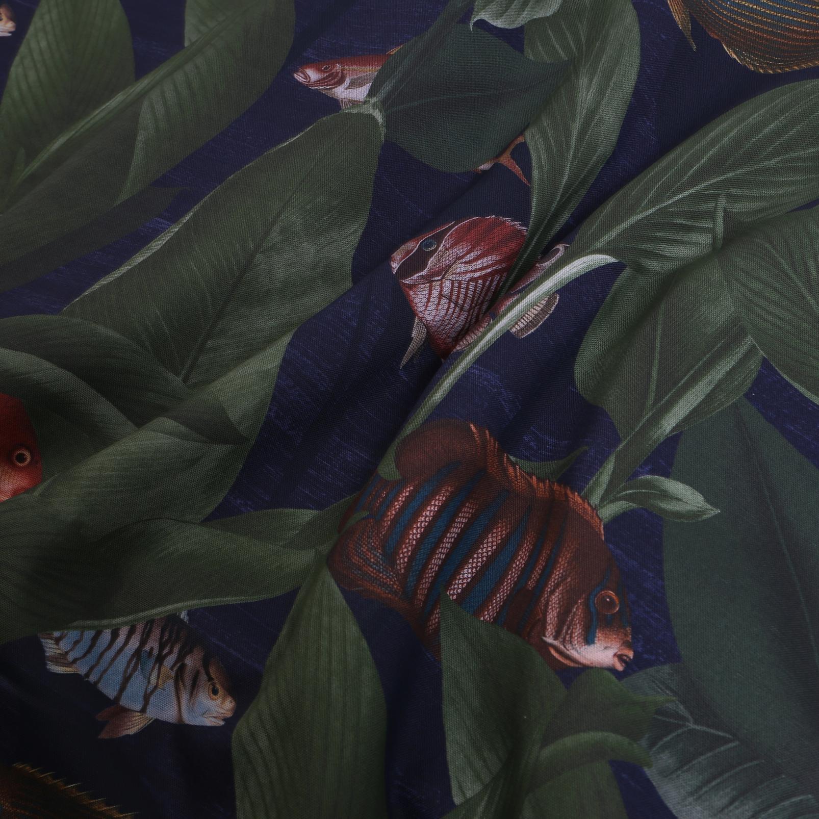 Aquarium Deep Sea Curtain fabric close up image
