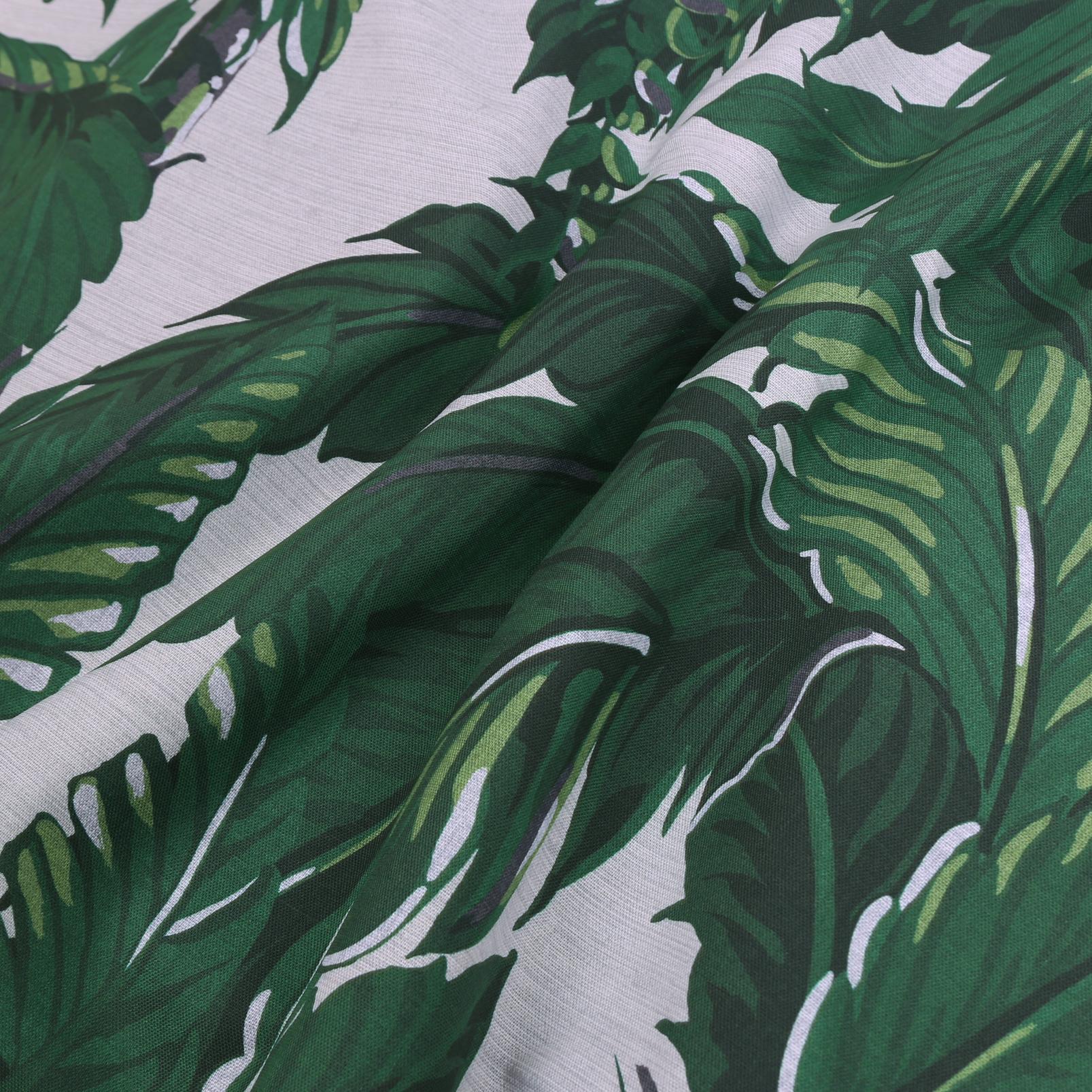 Daintree Palm Pearl Curtain fabric close up image