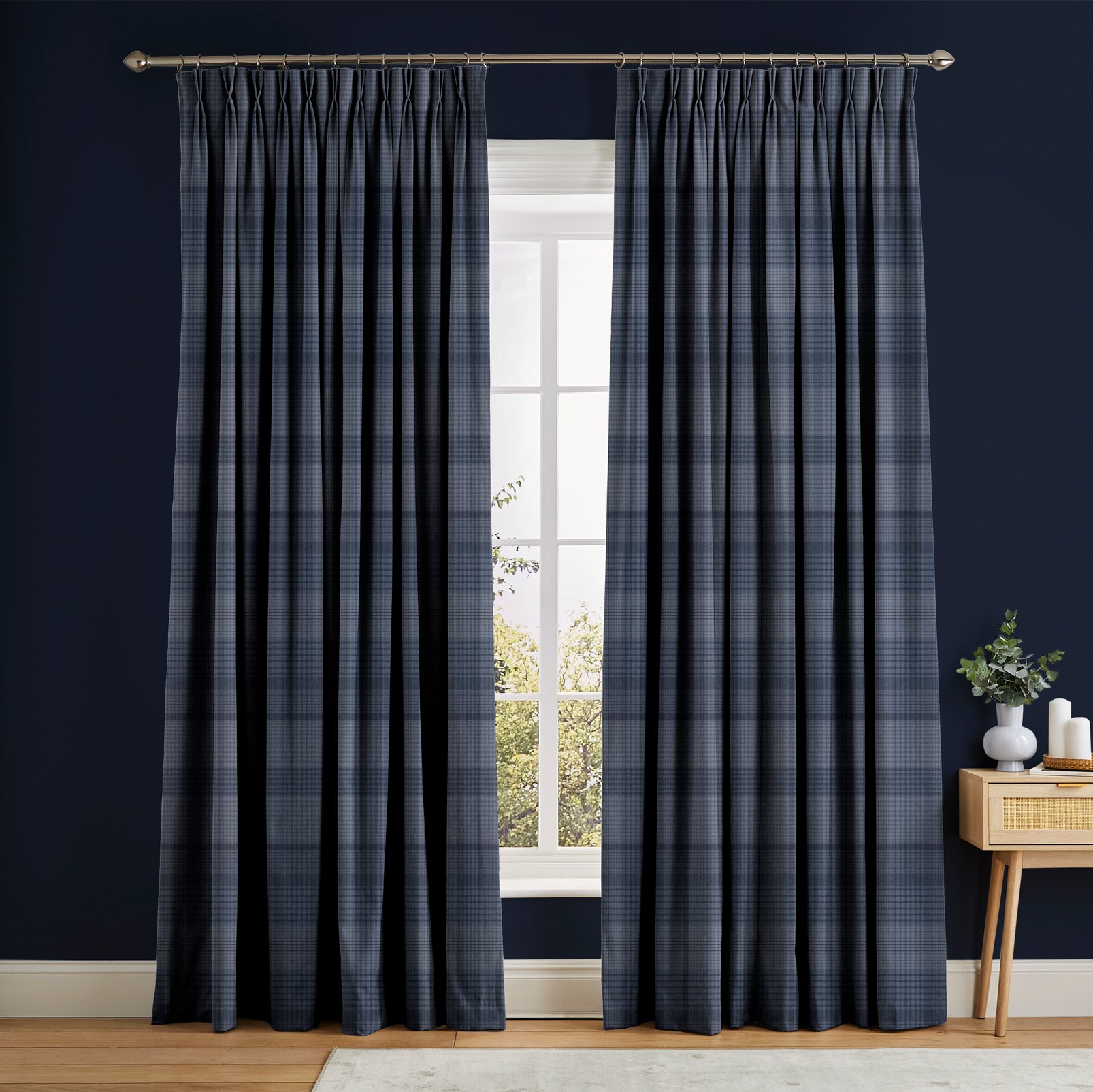 Heritage Plaid Blue Curtain in a Roomset