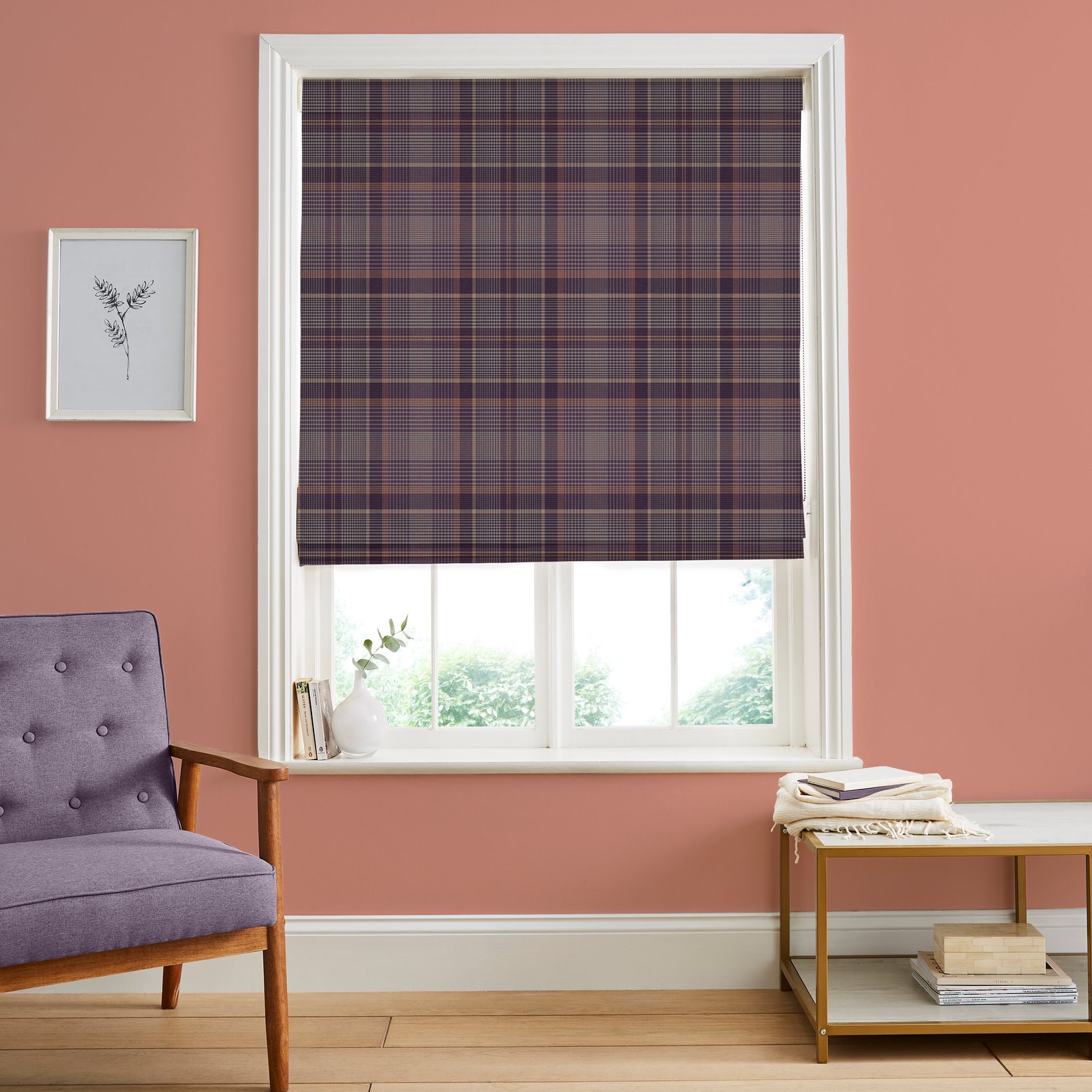 Heritage Plaid Plum Roman Blind - 121240rom_ROOMSET_01.jpg
