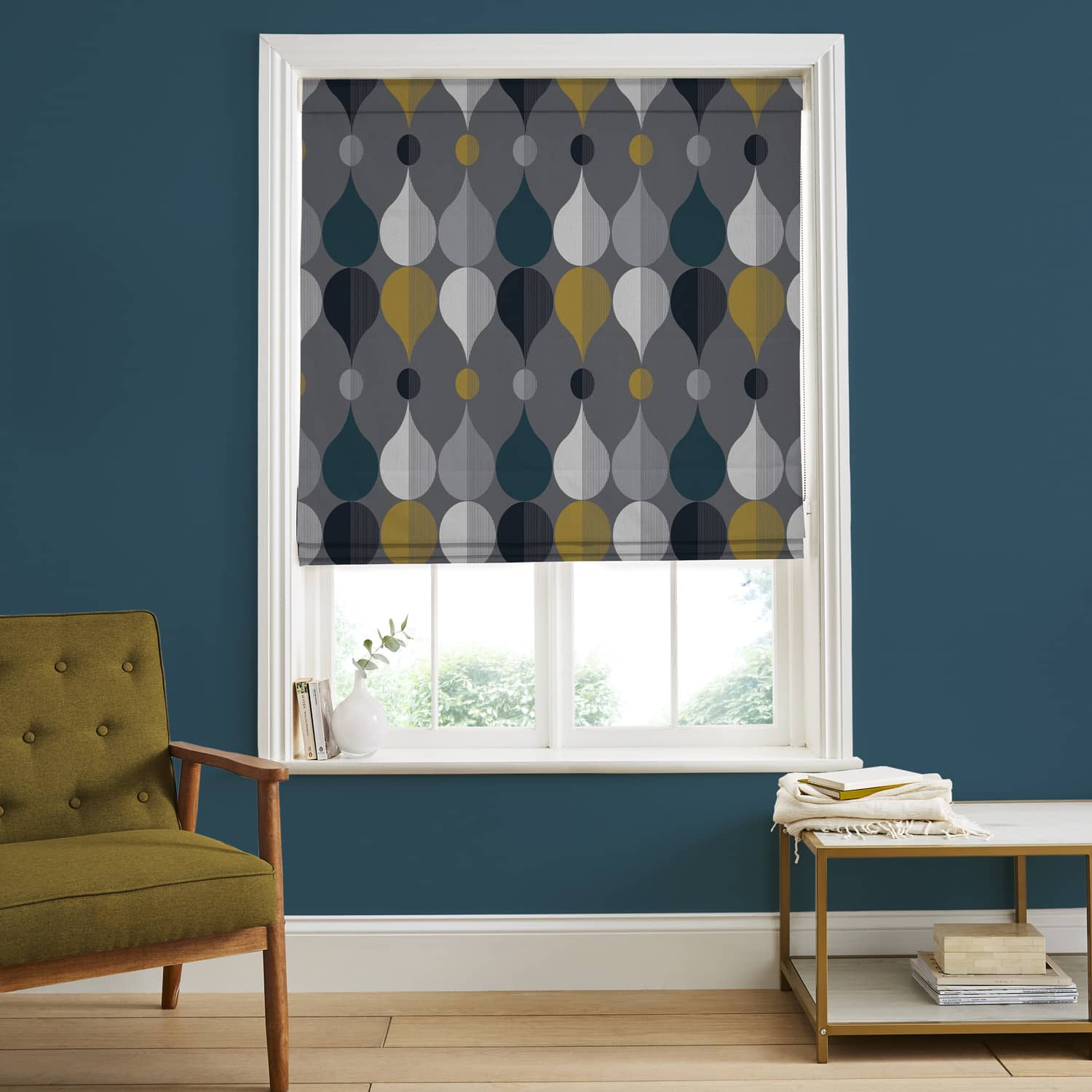 Coronation Craze Slate Roman Blind