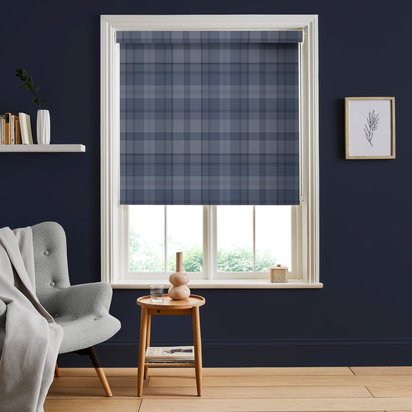 Heritage Plaid Blue Roller Blind - 121272rol_ROOMSET_01.jpg