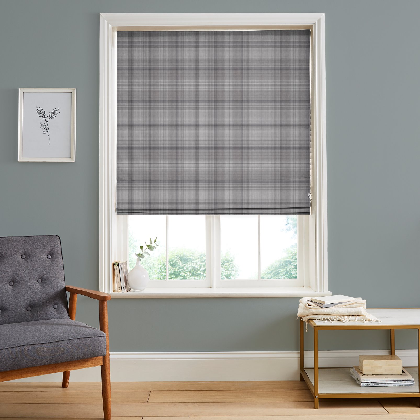 Heritage Plaid Grey Roman Blind - 121239rom_ROOMSET_01.jpg