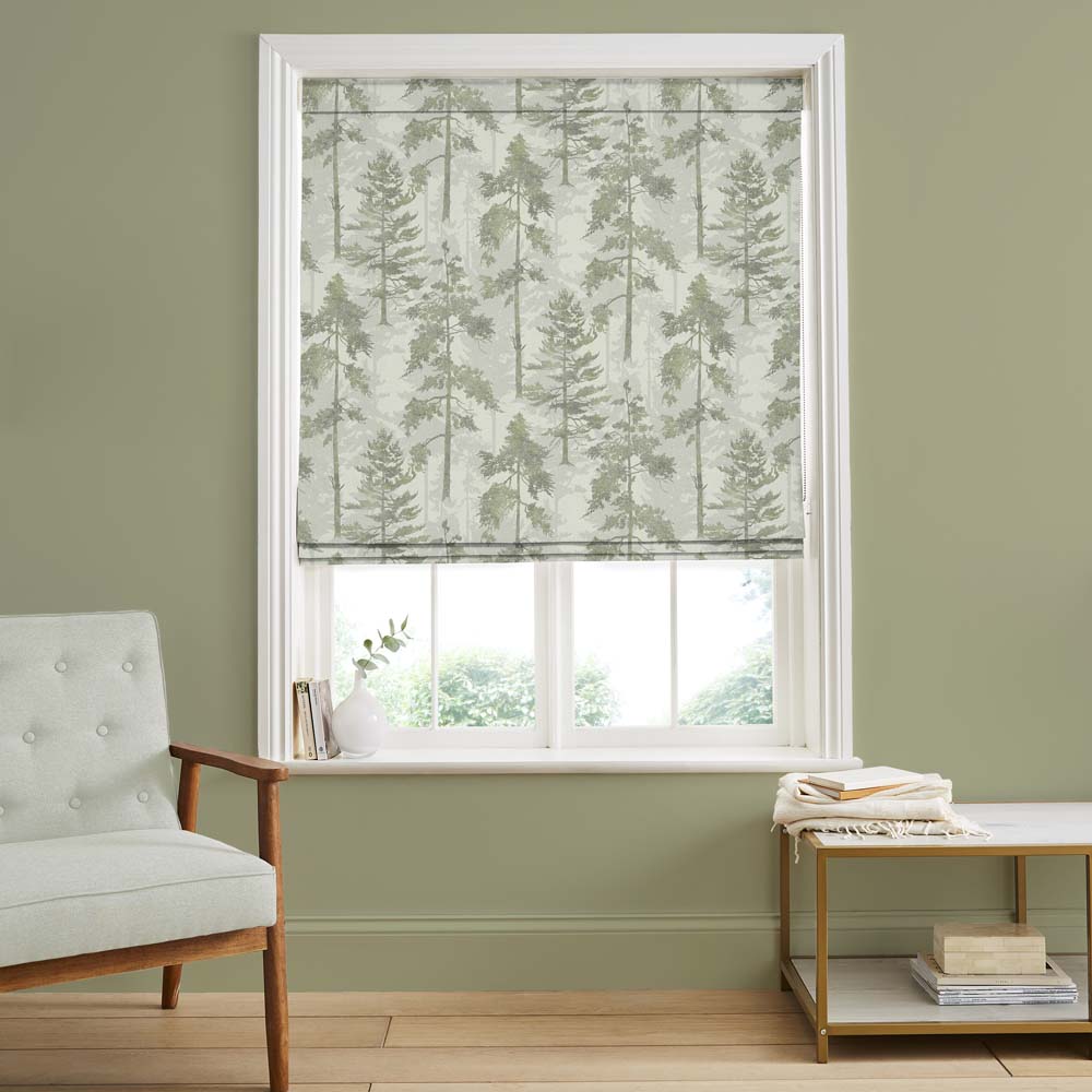 Norse Forest Soft Green Roman Blind