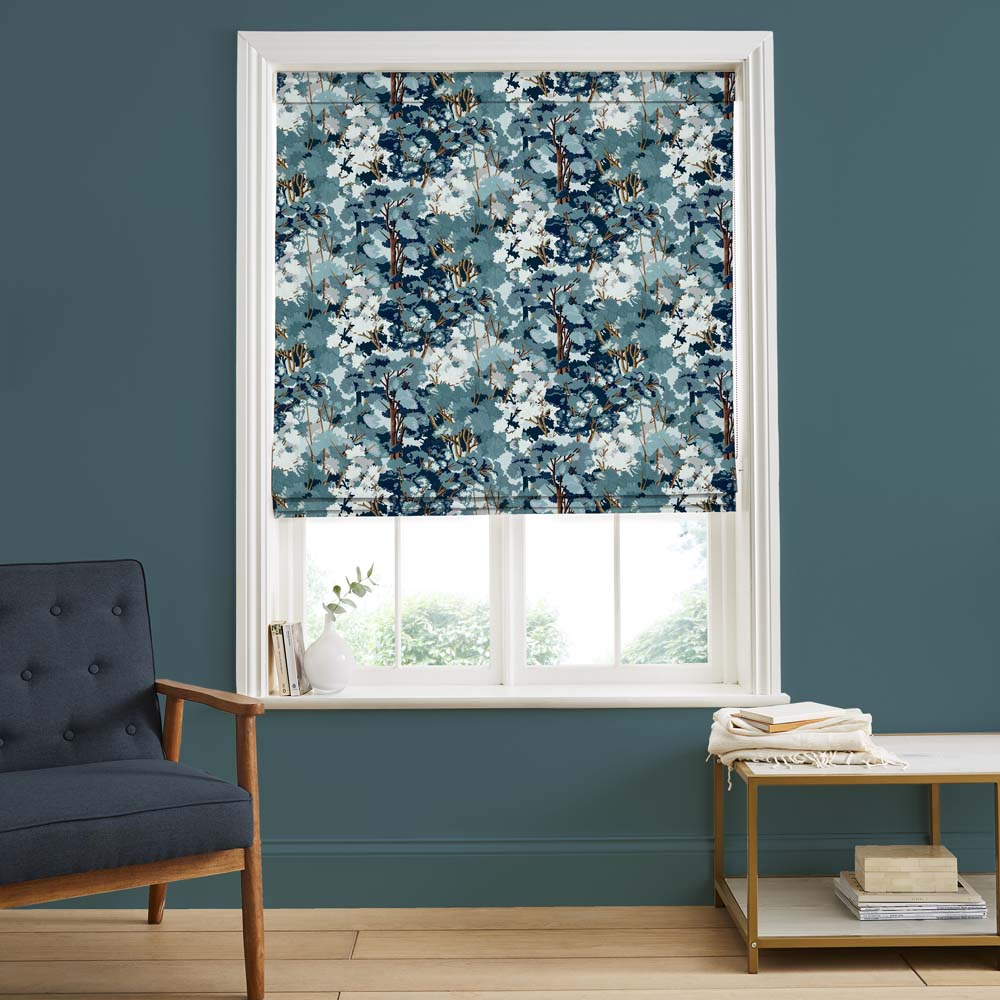 Folklore Tree Blue Roman Blind