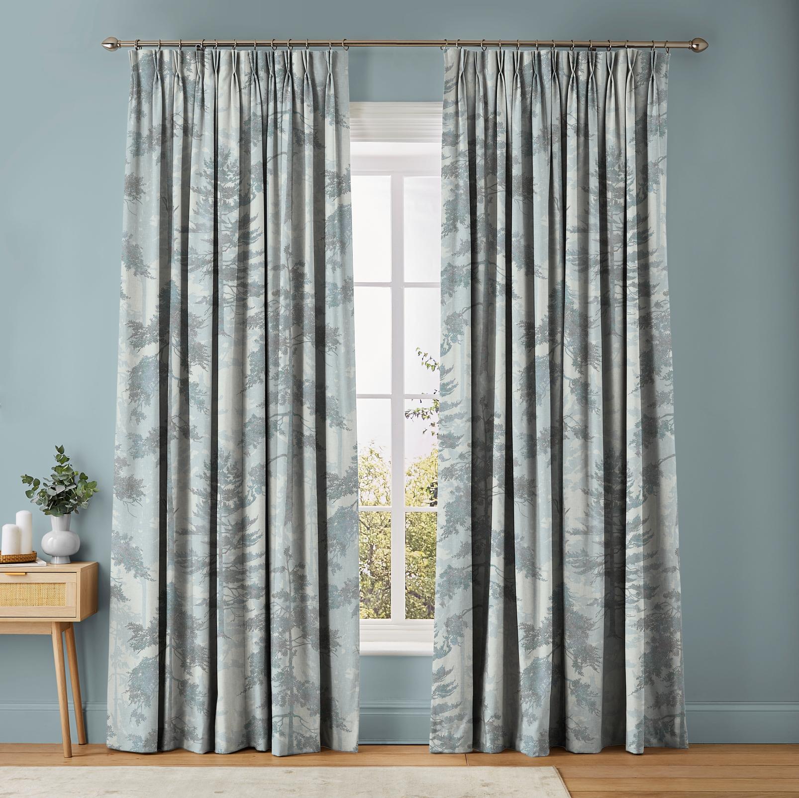 Norse Forest Soft Blue Curtains in a Roomset