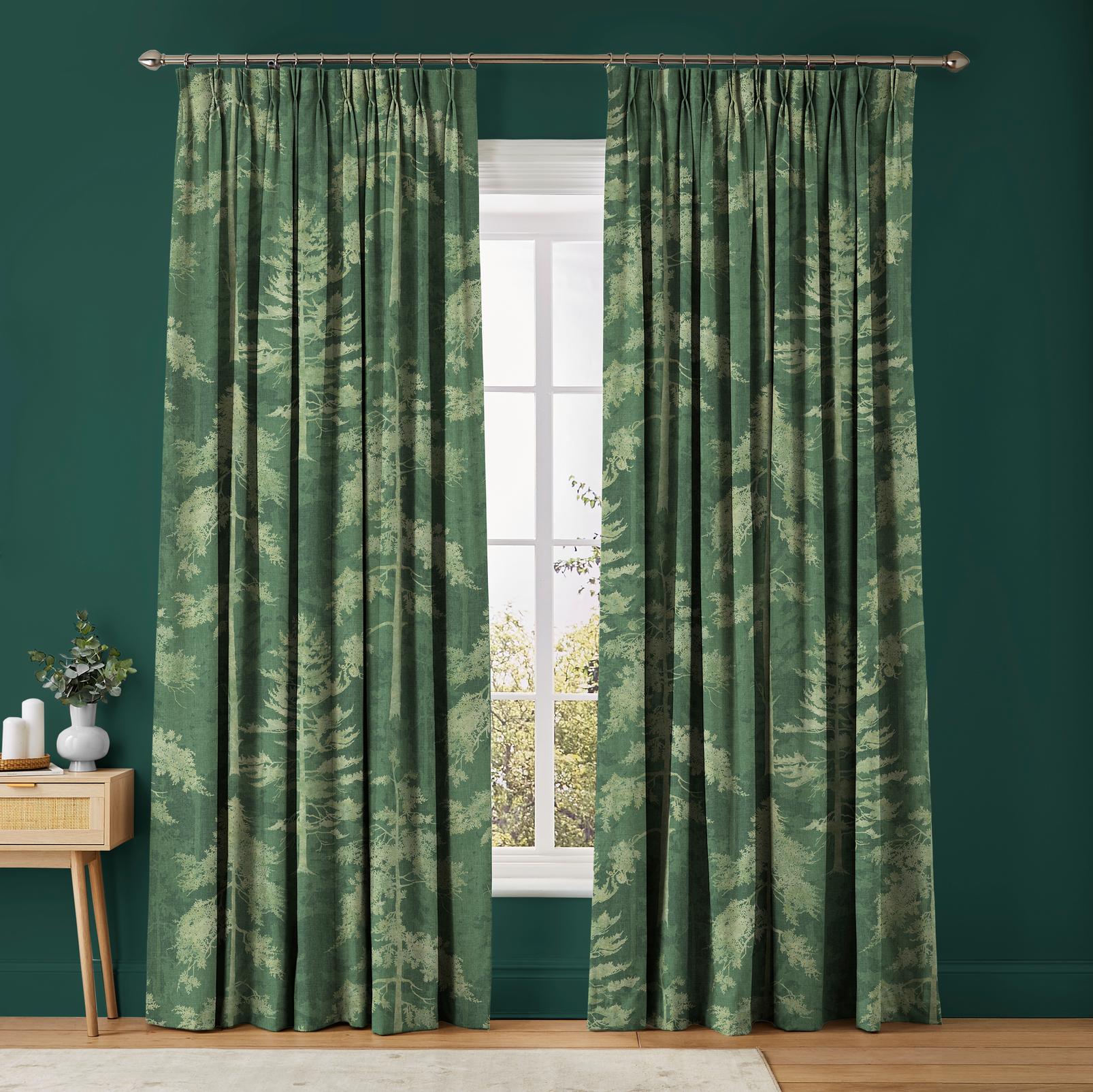 Norse Forest Soft Emerald Curtains in a Roomset