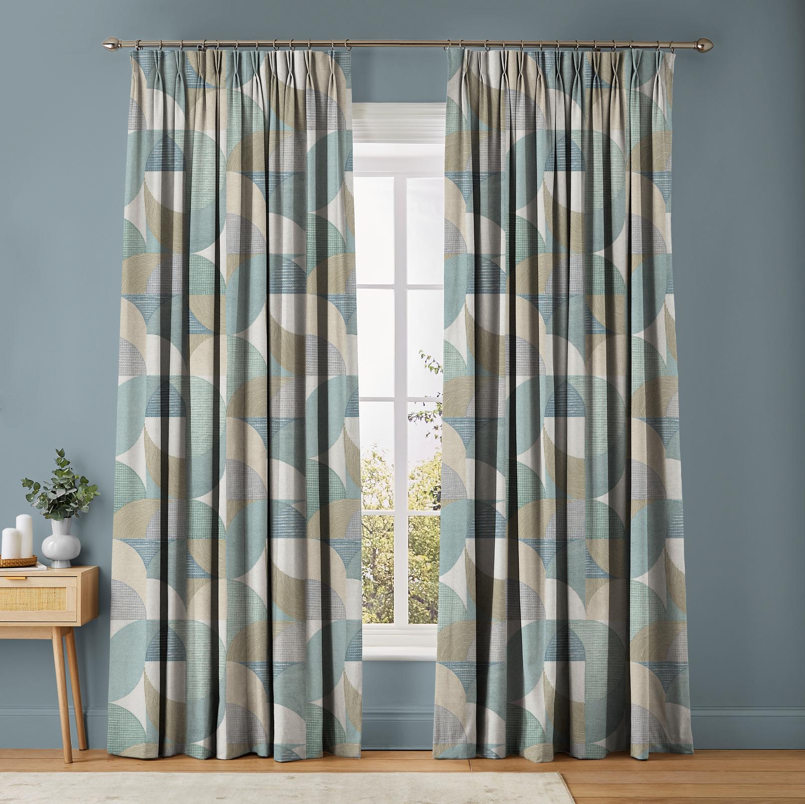Stitch Craze Calm Curtains in a Roomset