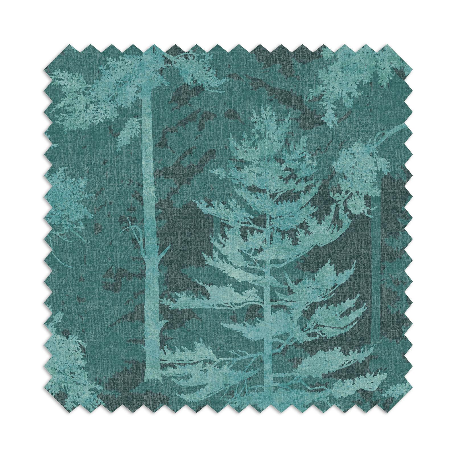 Norse Forest Soft Teal Curtains close up image