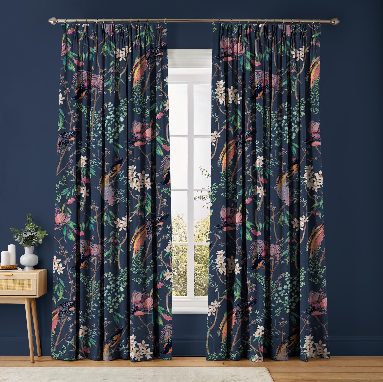 Clavering Birds Night Curtains in a Roomset
