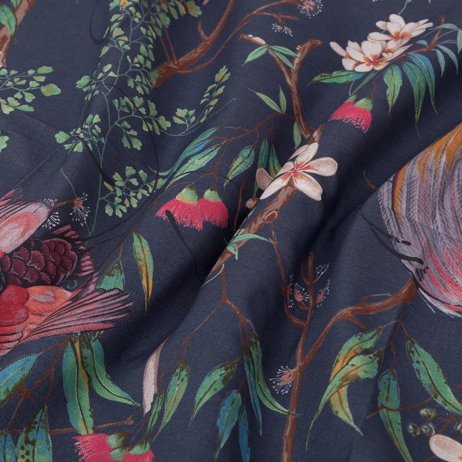 Clavering Birds Night Curtains fabric close up image