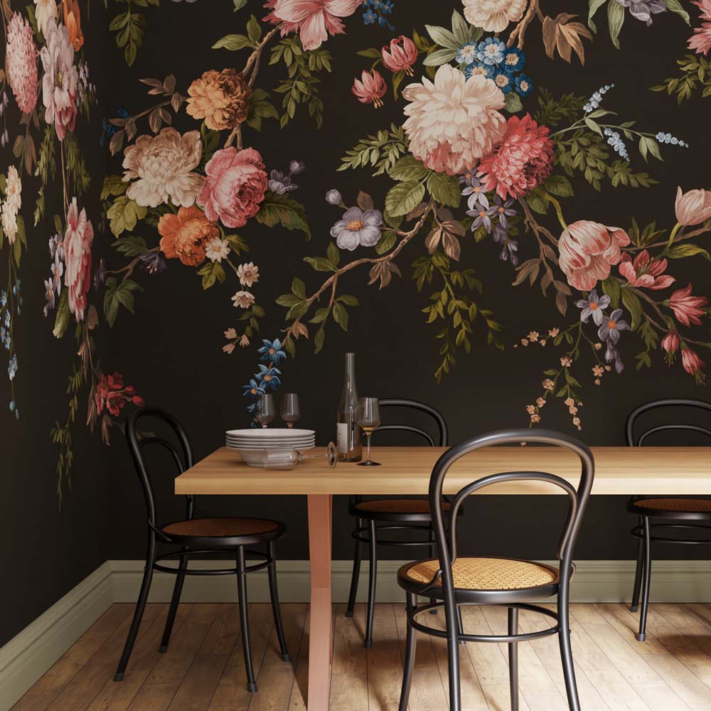 Hague Fleurs Black Bespoke Mural