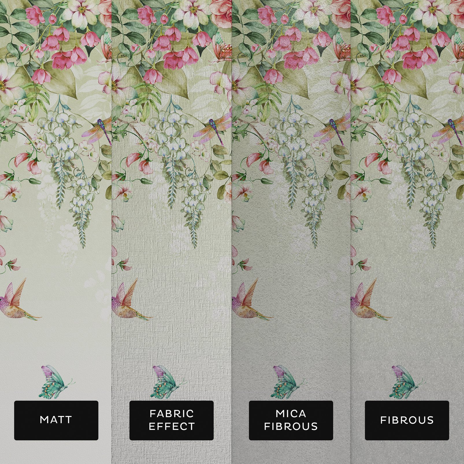 Ethereal Floral Viridis Bespoke Mural substrate information