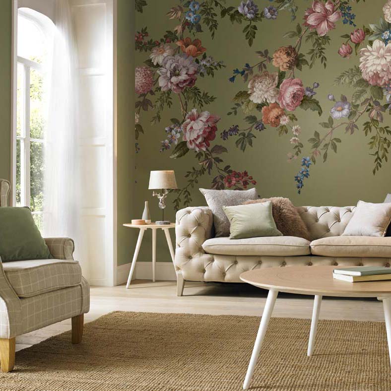 Hague Fleurs Olive Bespoke Mural