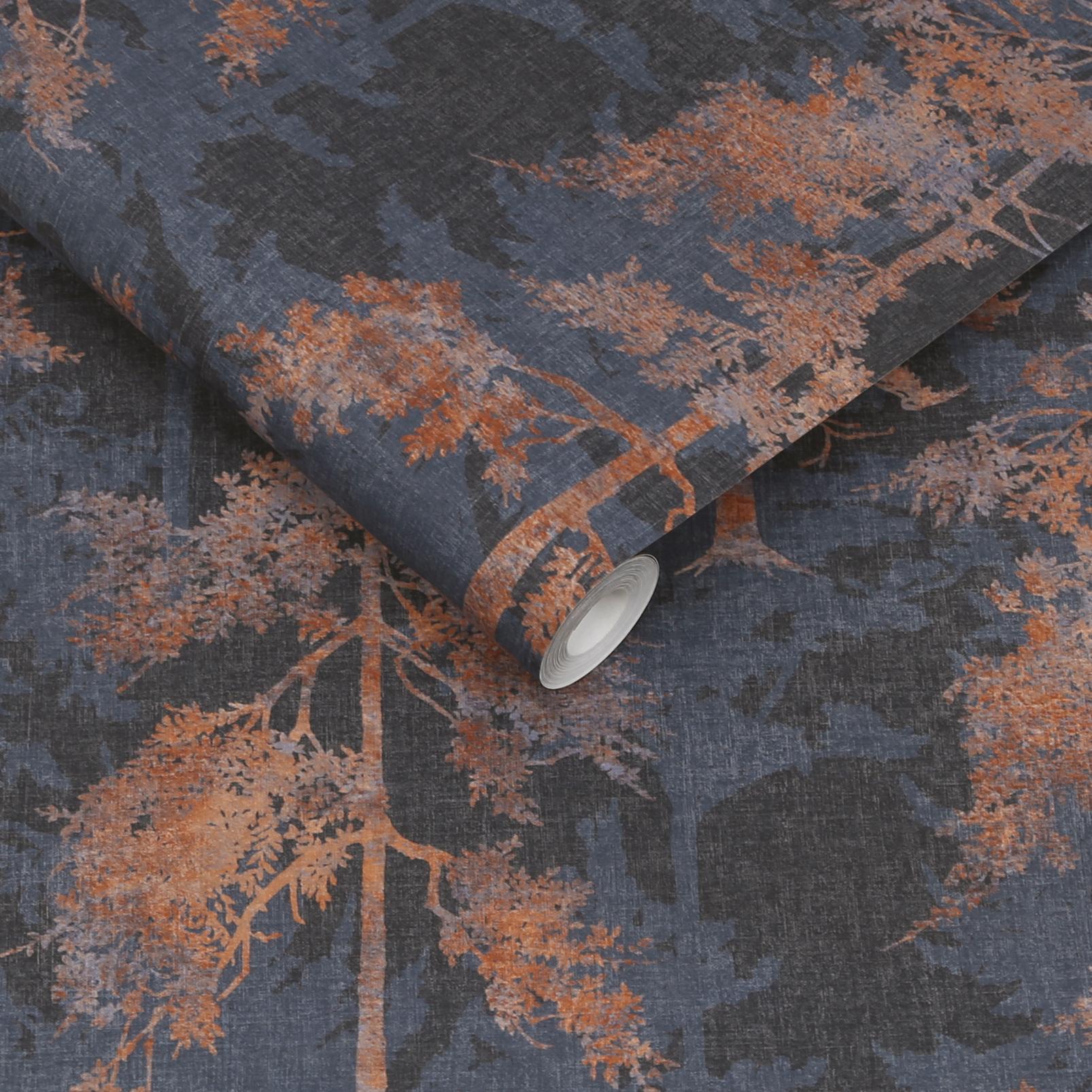 Norse Forest Navy & Bark Wallpaper - 121427_ROLLSHOT_01.jpg