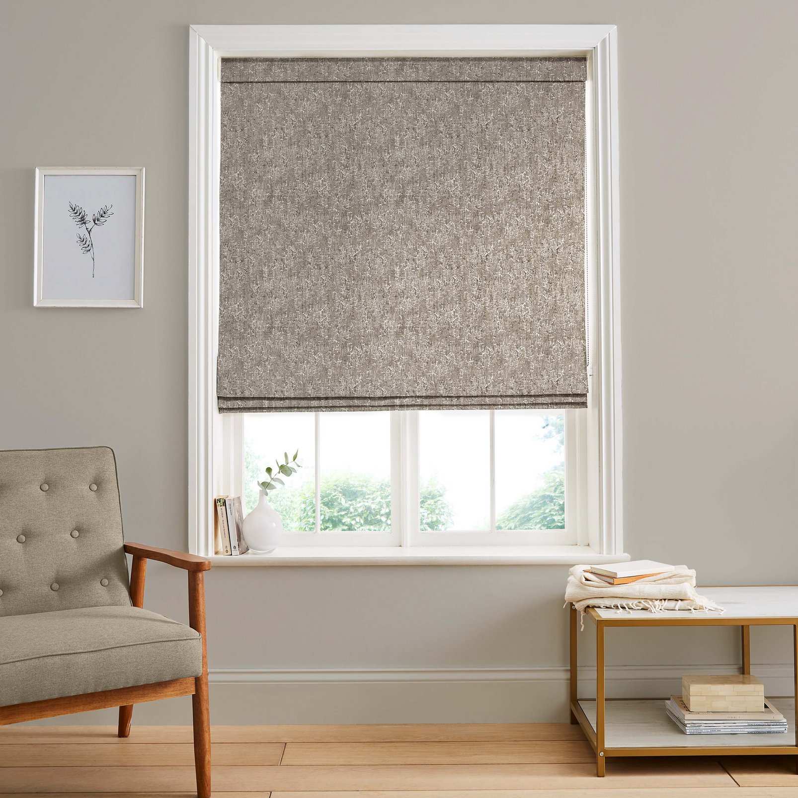 Dream Fawn Roman Blind in a Roomset