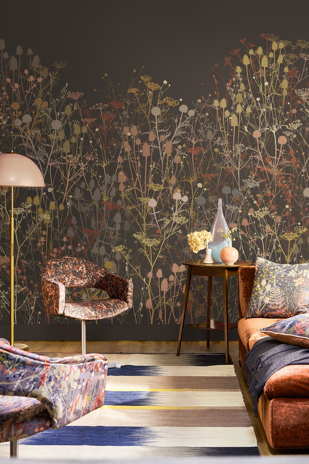 Tania's Garden Cocoa Bespoke Mural in a Roomset