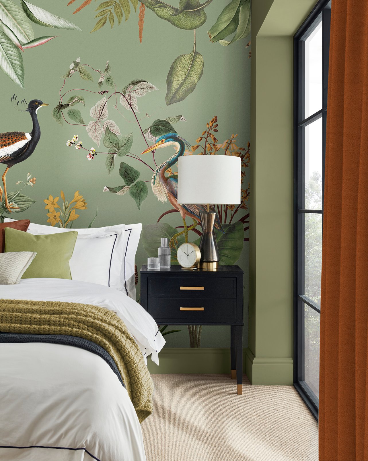 Glasshouse Sage Bespoke Mural in a Roomset