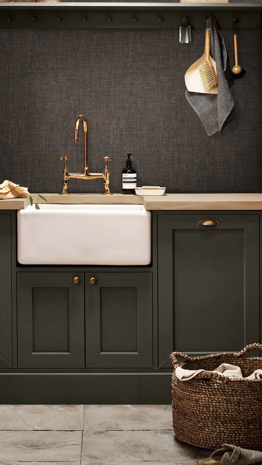 Armando Chocolate Wallpaper in a Roomset