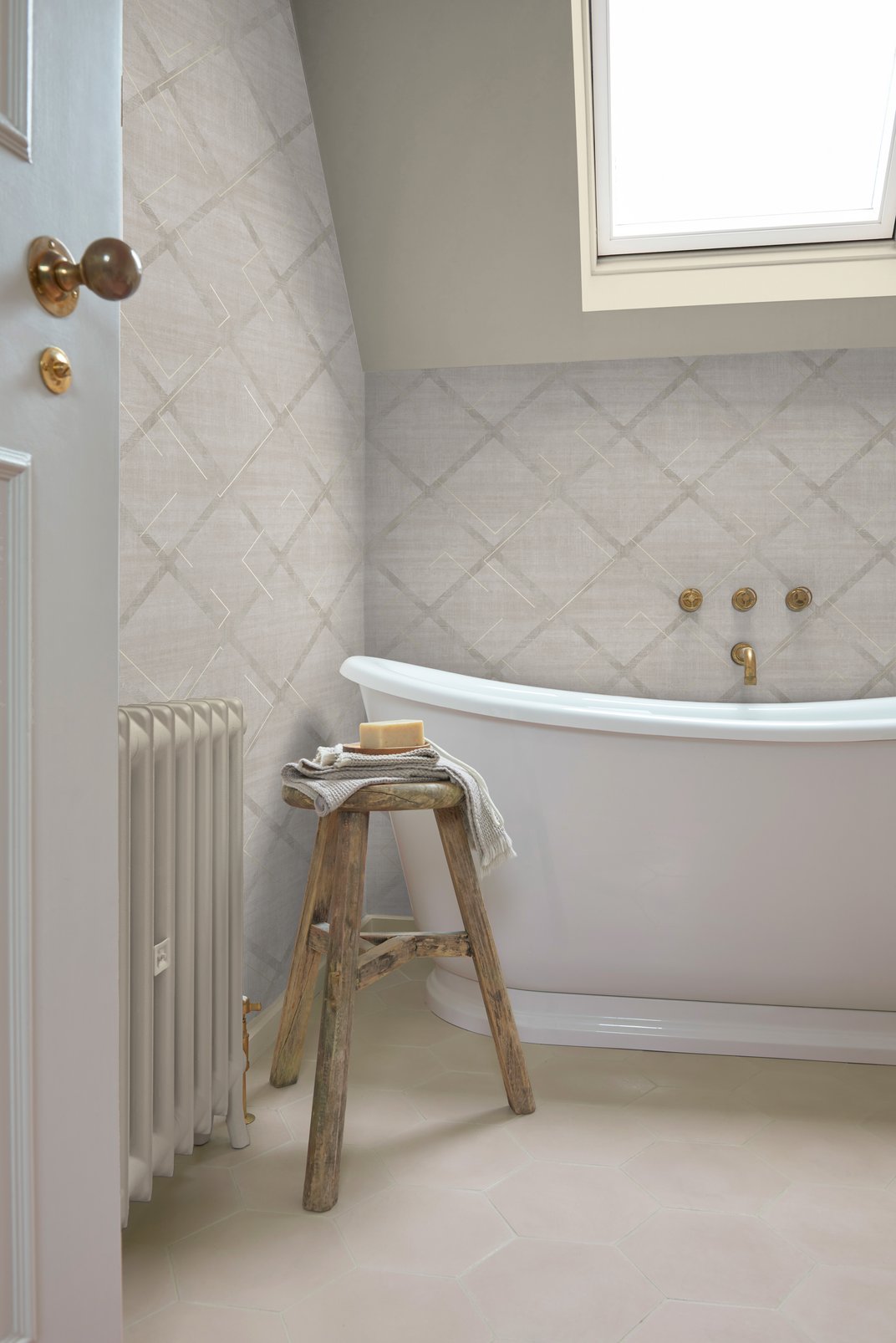 Lorenzo Geo Stone Wallpaper in a Roomset