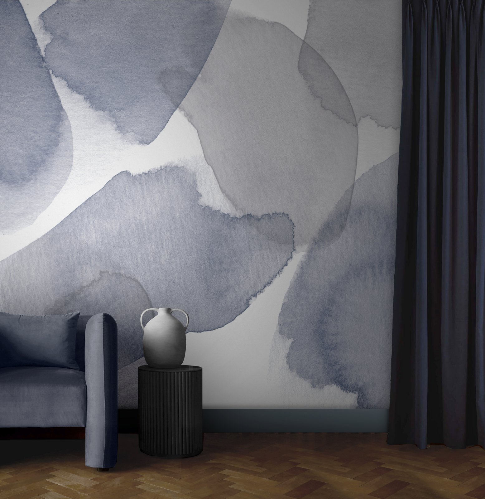 Watercolour Stills Ink Bespoke Mural in a Roomset