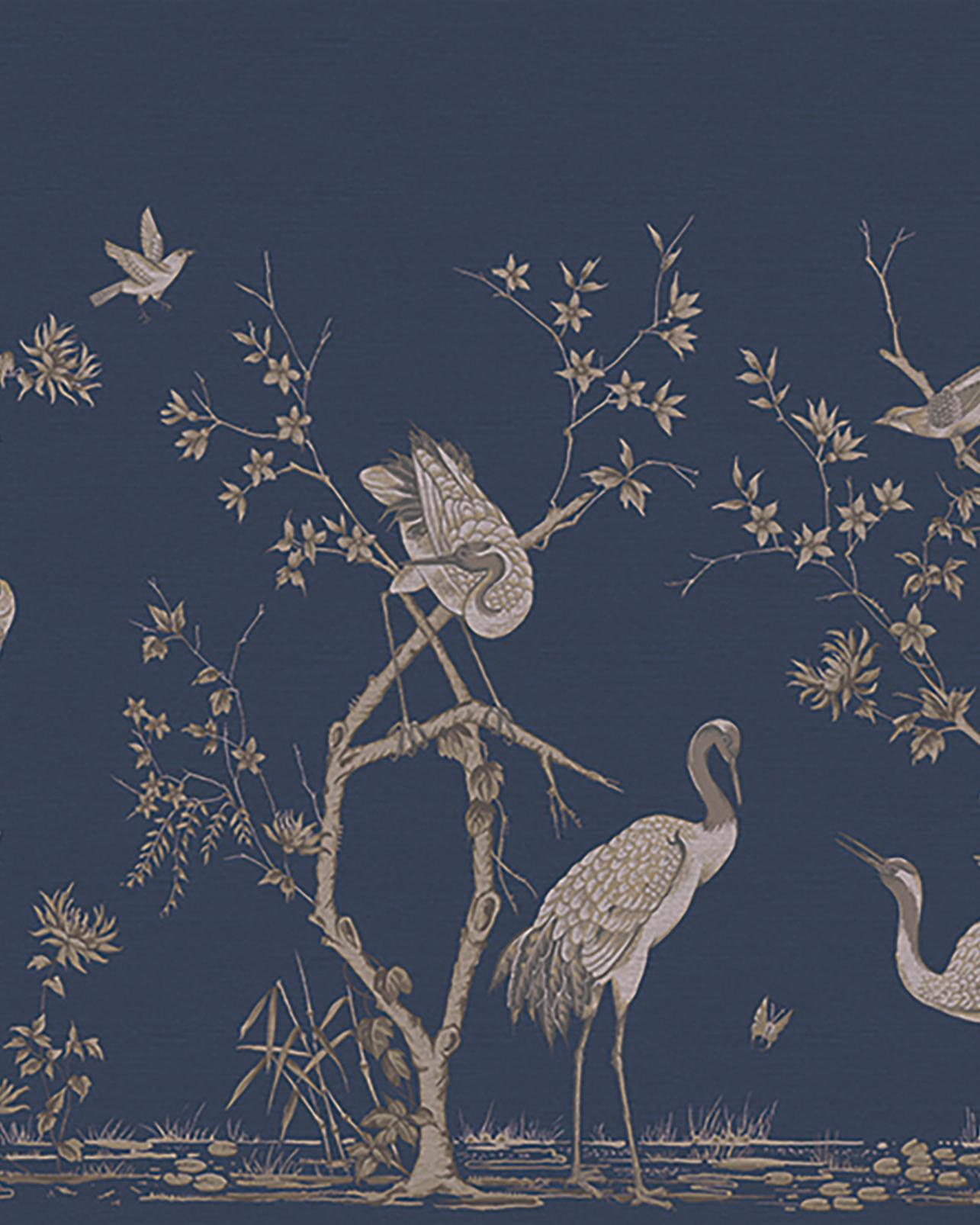 Grazing Cranes Midnight Bespoke Mural - 124762_TILE_01.jpg