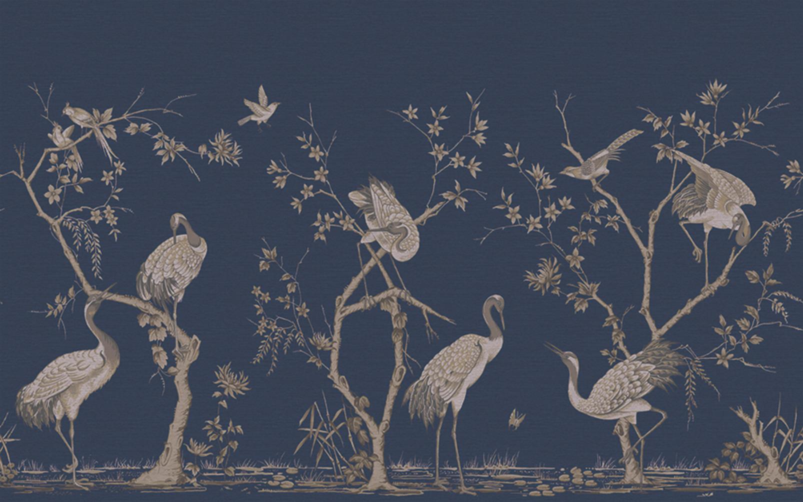 Grazing Cranes Midnight Bespoke Mural - 124762_MAINTILE_01.jpg