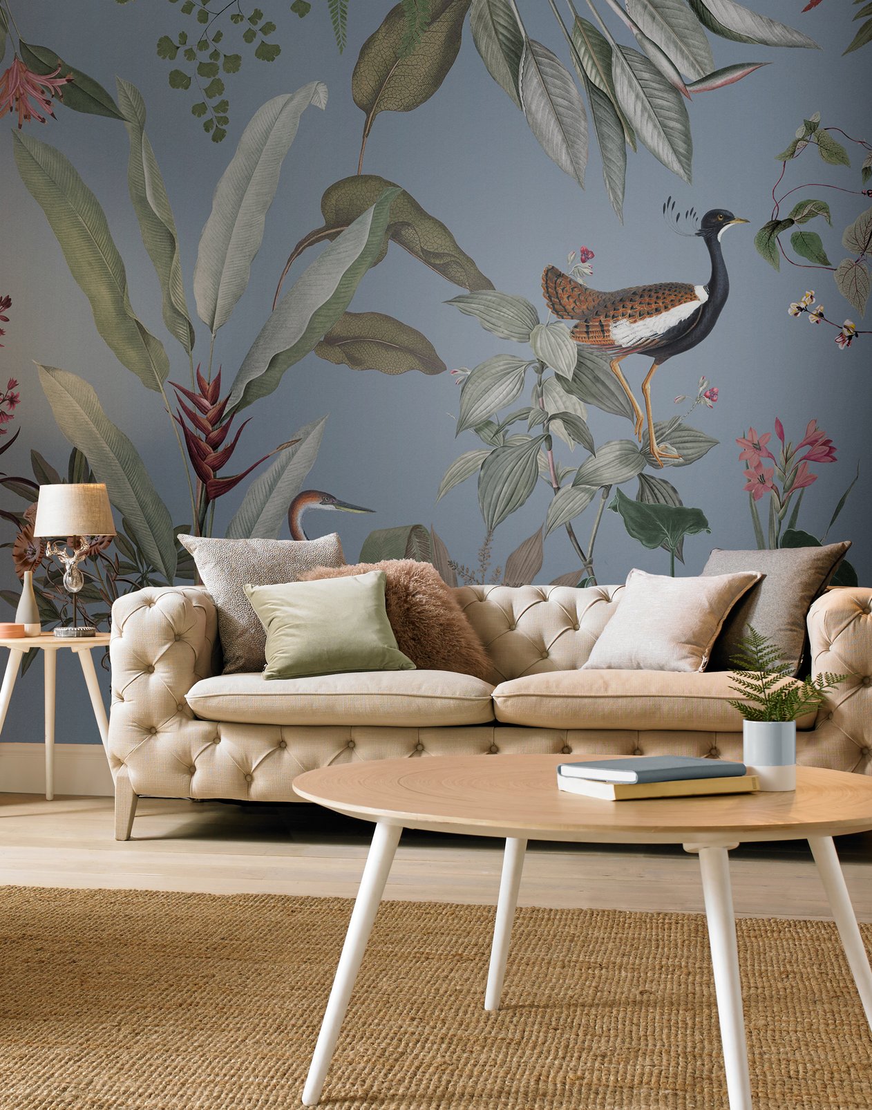 Glasshouse Blue Bespoke Mural in a Roomset