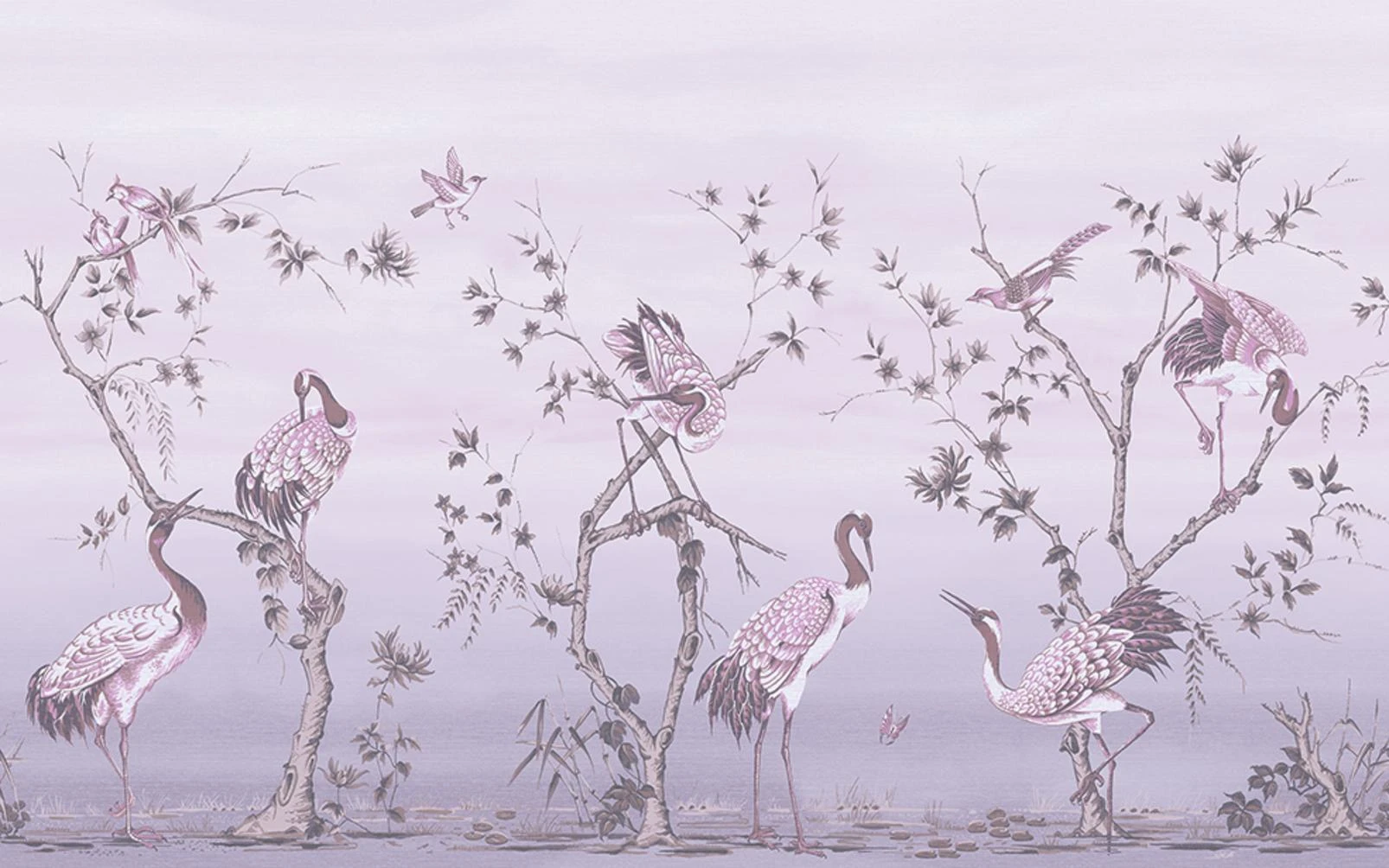 Grazing Cranes Dusk Bespoke Mural - 124784_MAINTILE_01.jpg