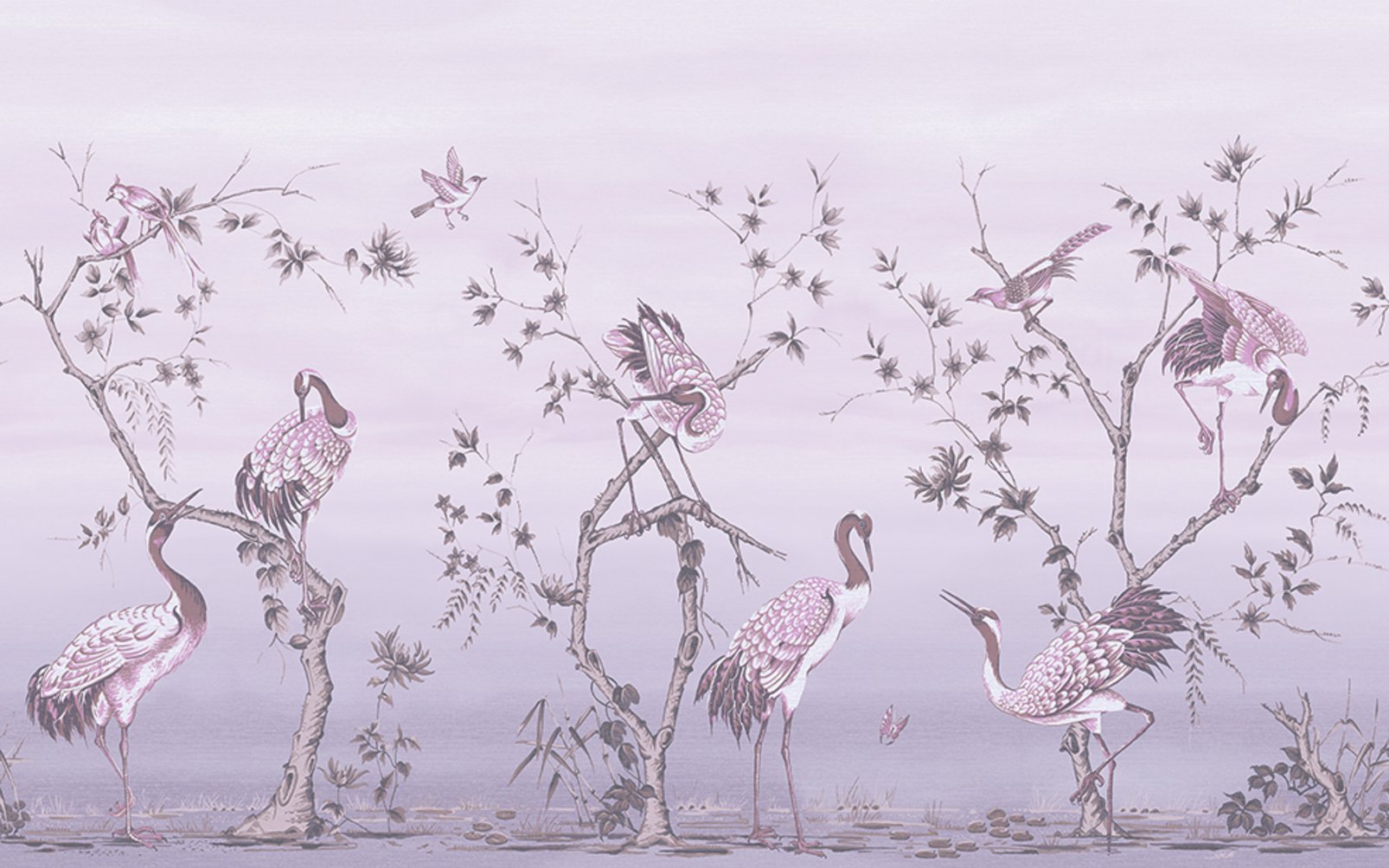 Grazing Cranes Dusk Bespoke Mural design