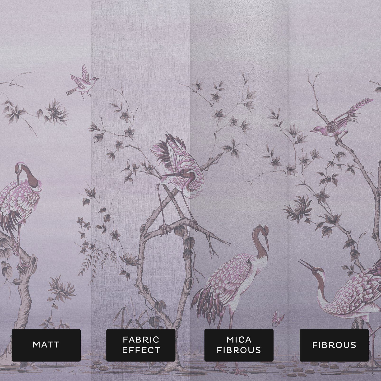 Grazing Cranes Dusk Bespoke Mural substrate information