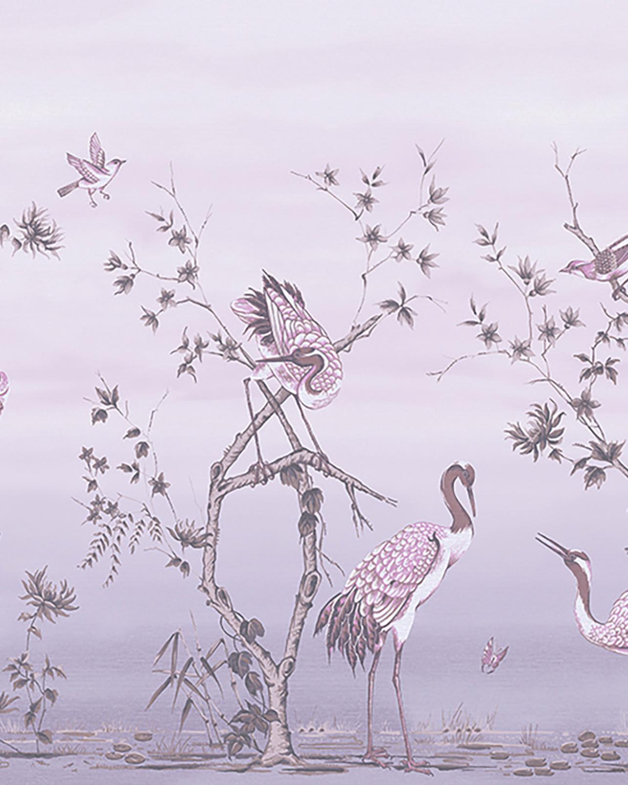 Grazing Cranes Dusk Bespoke Mural - 124784_TILE_01.jpg