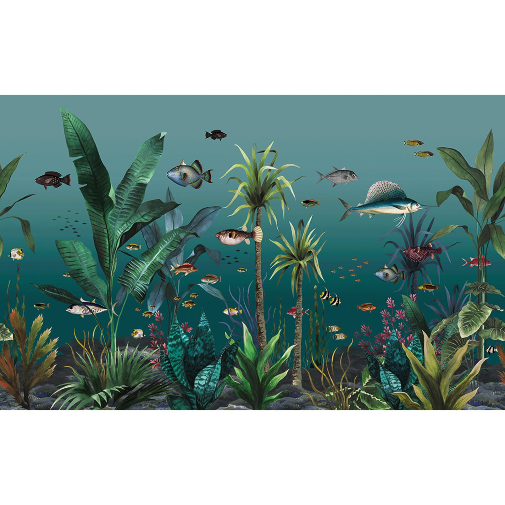 Technicolour Aquarium Teal Bespoke Mural design