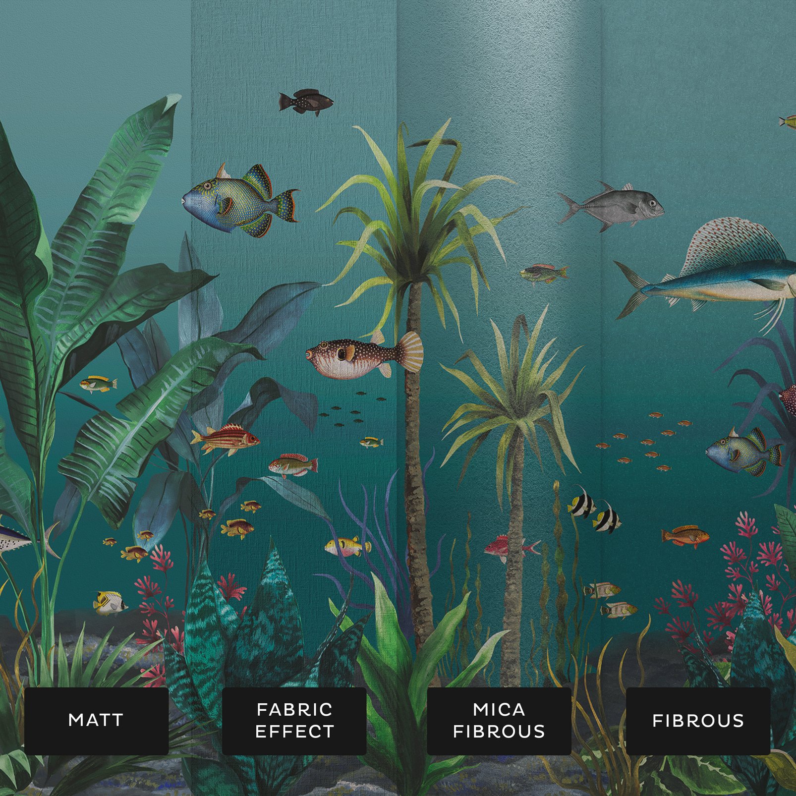 Technicolour Aquarium Teal Bespoke Mural substrate information