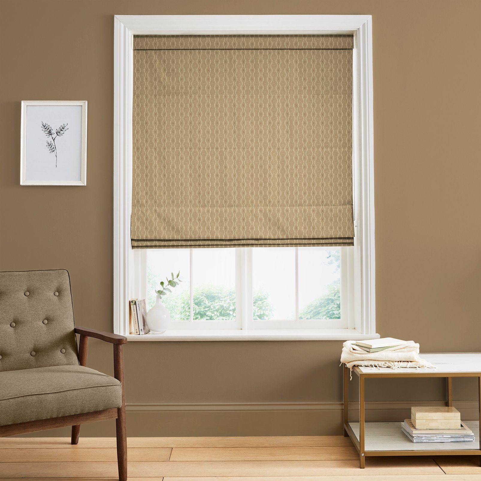 Rustic Ikat Toast Roman Blinds