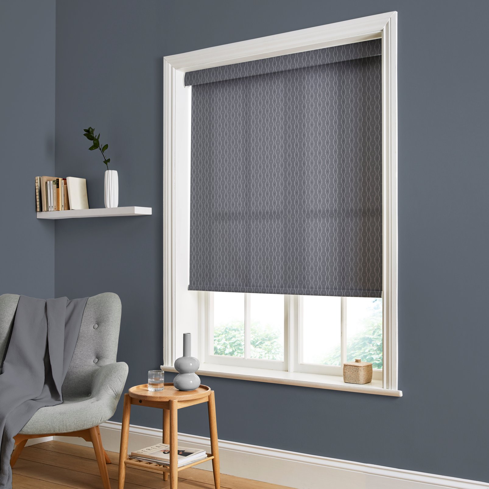 Rustic Ikat Denim Roller Blind - 124182rol_ROOMSET_RUSTIC IKAT DENIM LIGHT FILTERING ROLLER BLINDS__01.jpg