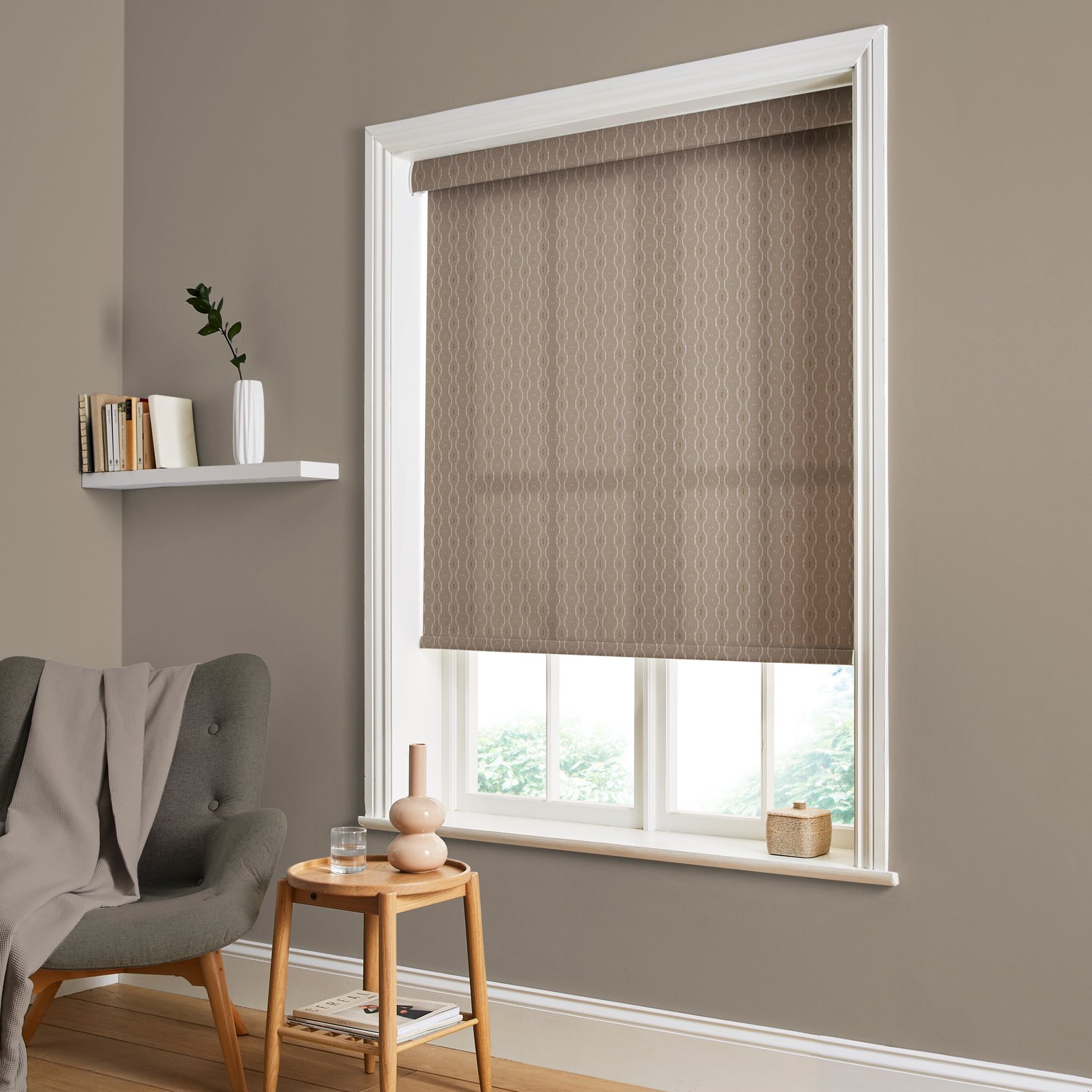 Rustic Ikat Natural Light Filtering Roller Blind in a Roomset