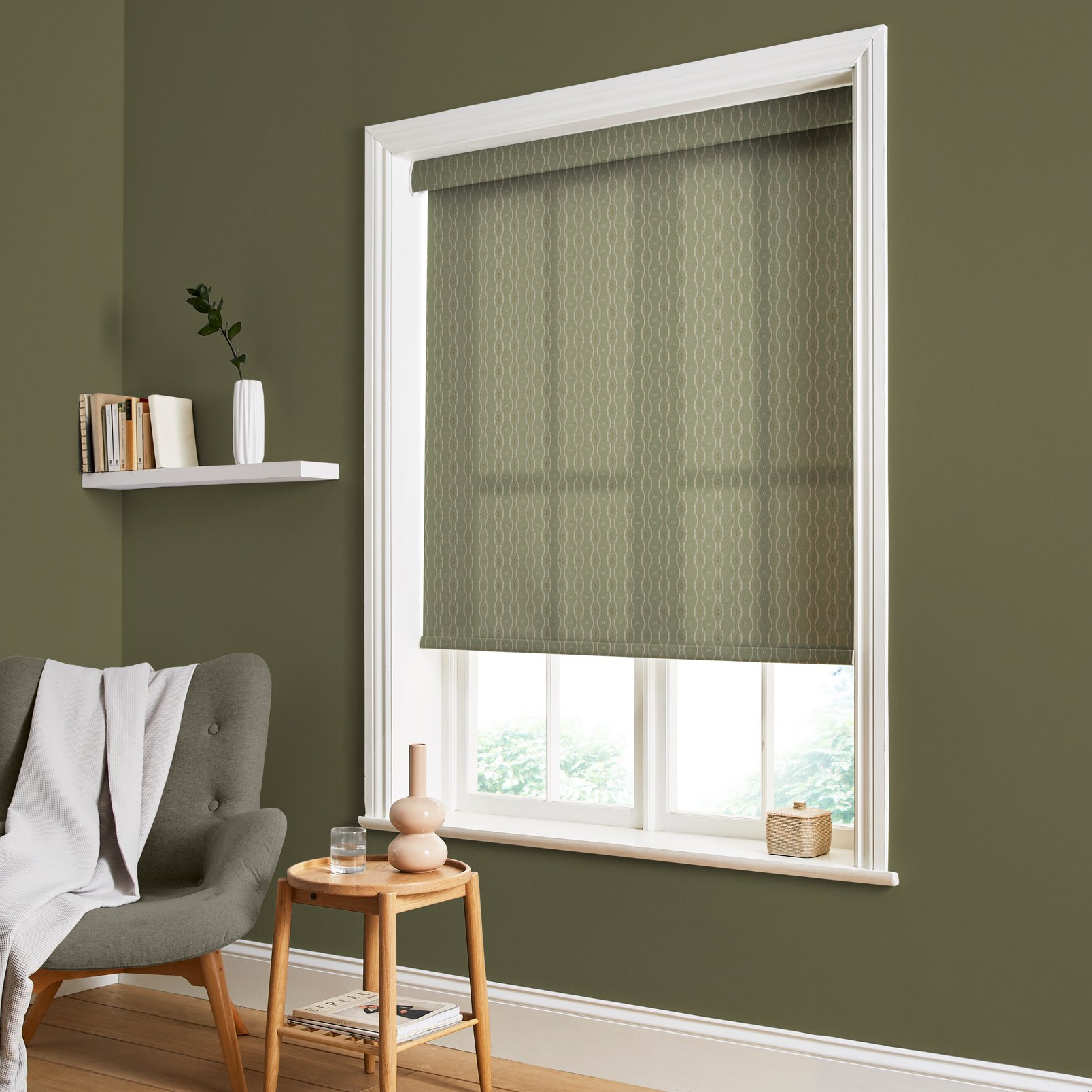 Rustic Ikat Sage Roller Blind - 124150rol_ROOMSET_RUSTIC IKAT SAGE LIGHT FILTERING ROLLER BLINDS__01.jpg