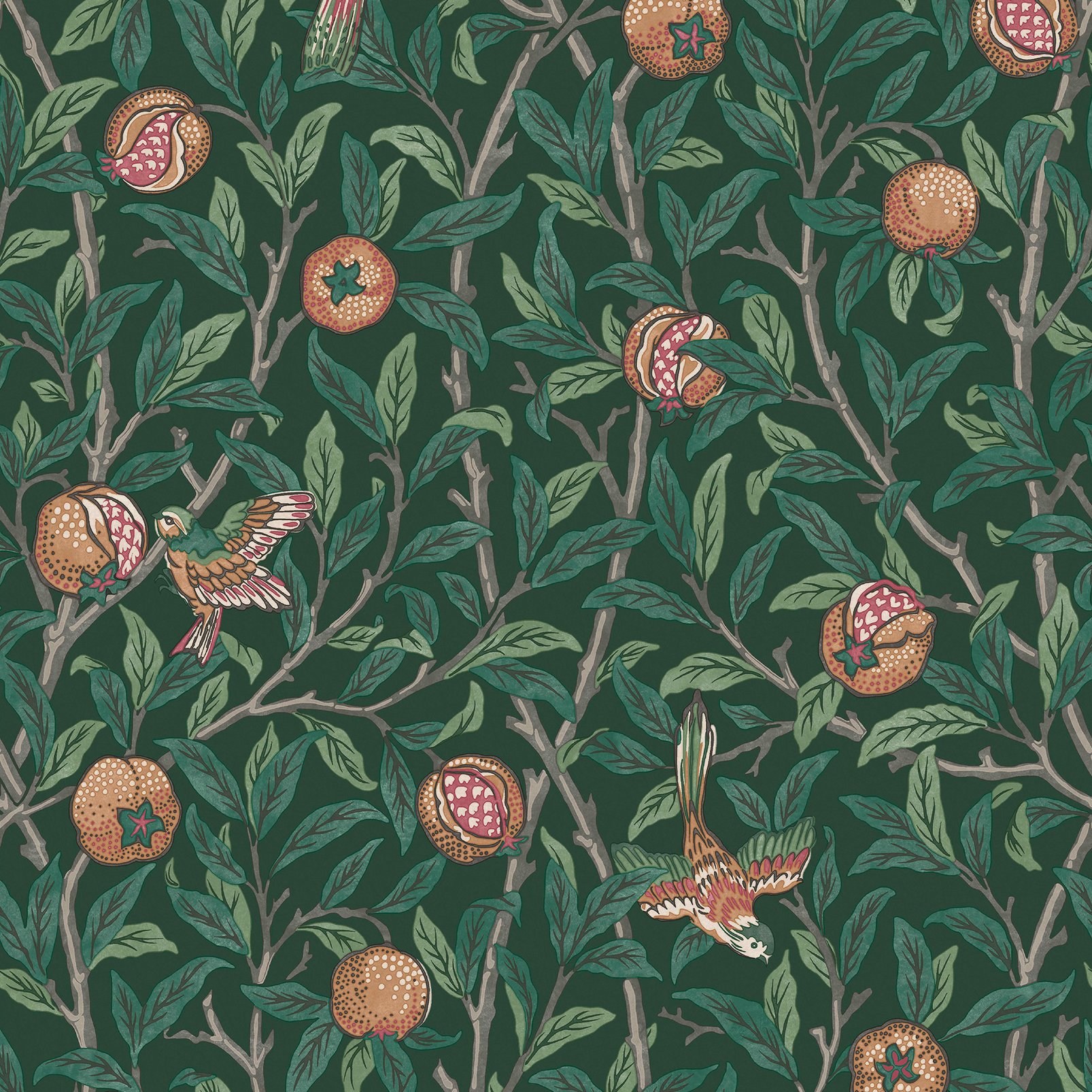 Bird & Pomegranate Deep Green Wallpaper - 124260_TILE_BIRD & POMEGRANATE DEEP GREEN_01.jpg