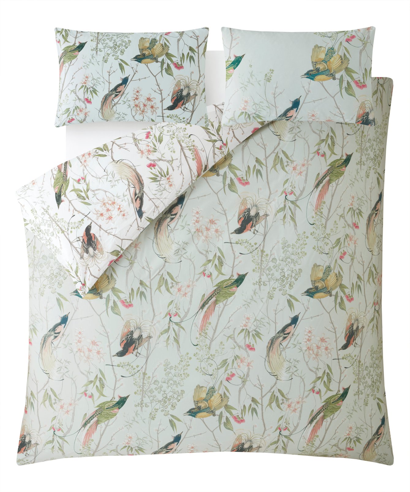 Clavering Birds Sage Green Duvet Cover Set - 124690_FLATLAY_ CLAVERING BIRDS BED LINEN_01.jpg