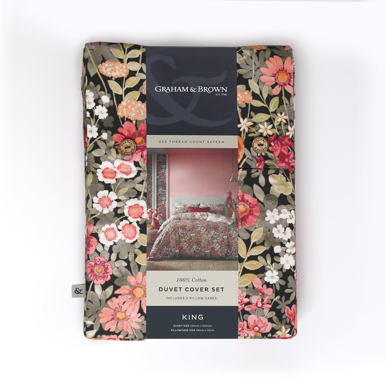 Wallflower Night Garden Black Duvet Cover Set - 124696_PACK_ WALLFLOWER NIGHT GARDEN BLACK BED LINEN_01.jpg