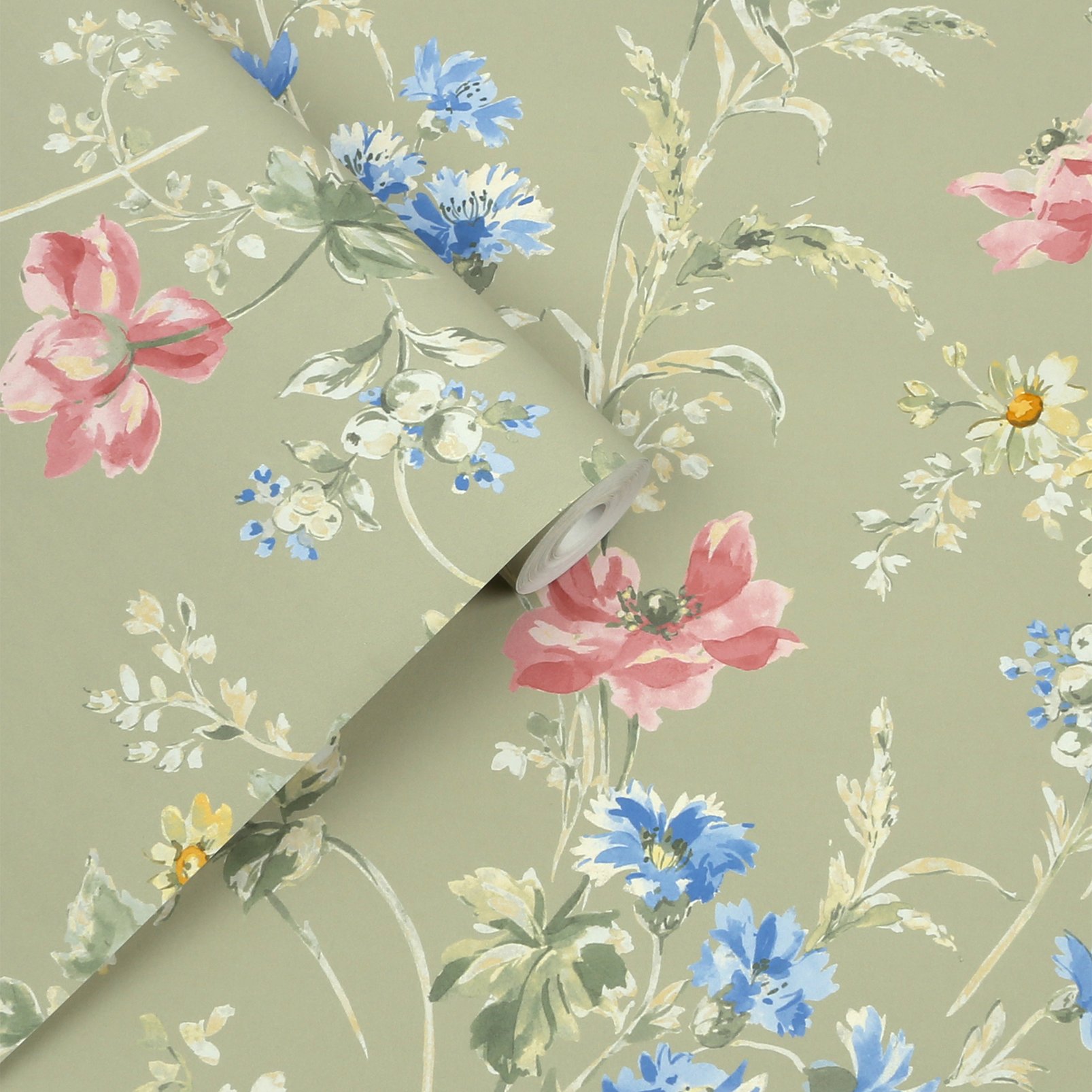 Laura Ashley Poppy Meadow Sage Green Wallpaper - 127405_ROLLSHOT_POPPY MEADOW SAGE GREEN_01.jpg