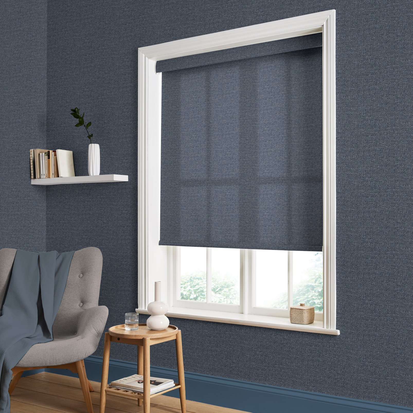 Albion Texture Blue Roller Blind - 129282rol_ROOMSET_ALBION TEXTURE BLUE_01.jpg