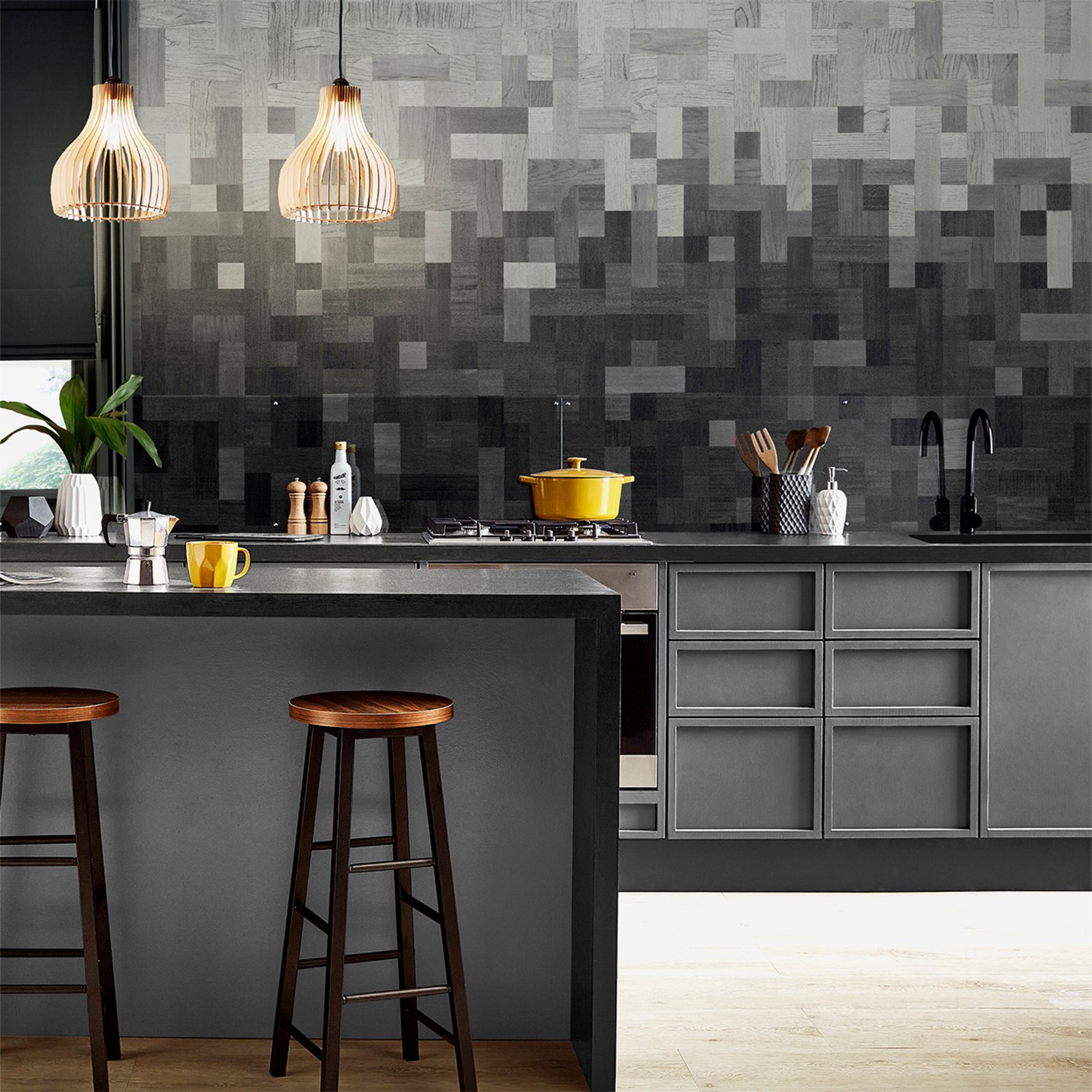 Matrix Grey Bespoke Mural in a Roomset