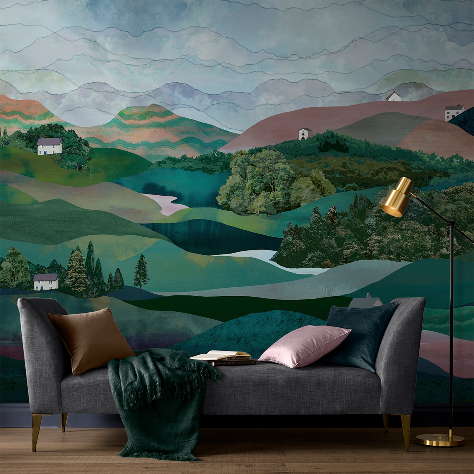 Ribble Valley Bespoke Mural in a Roomset
