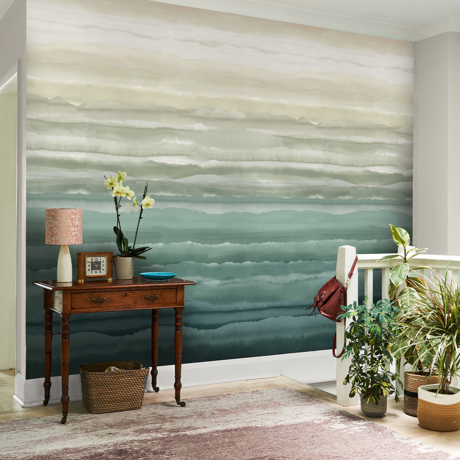 Strata Jade Bespoke Mural in a Roomset